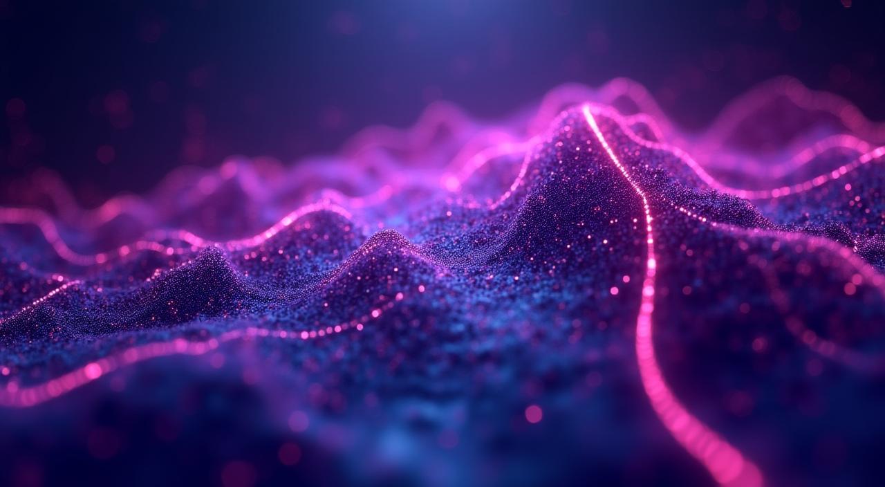 Abstract mathematical visualization of futuristic data forecasting layers